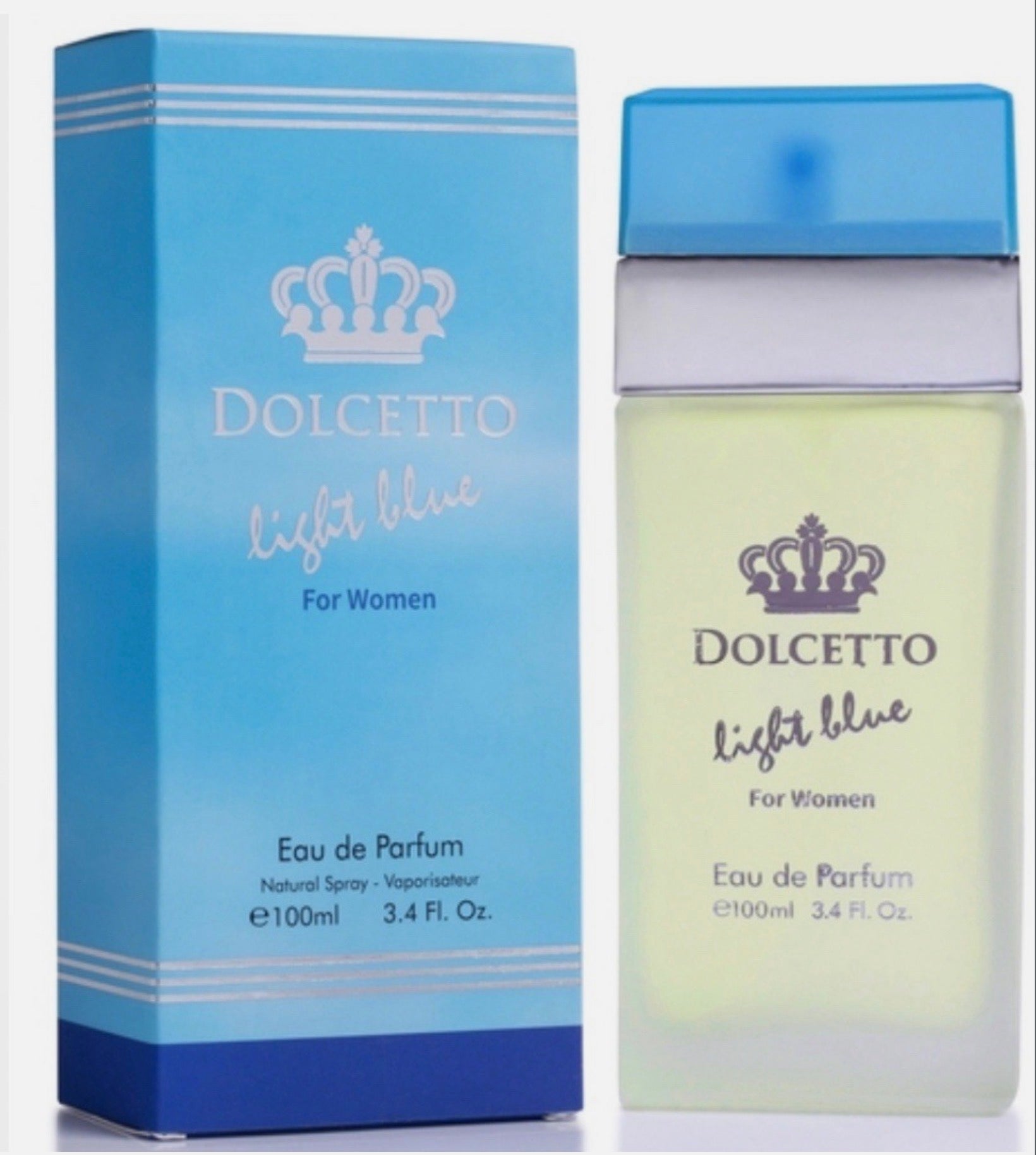 Dolcetto Light Blue for Women Eau de Parfum 100mL bottle and packaging