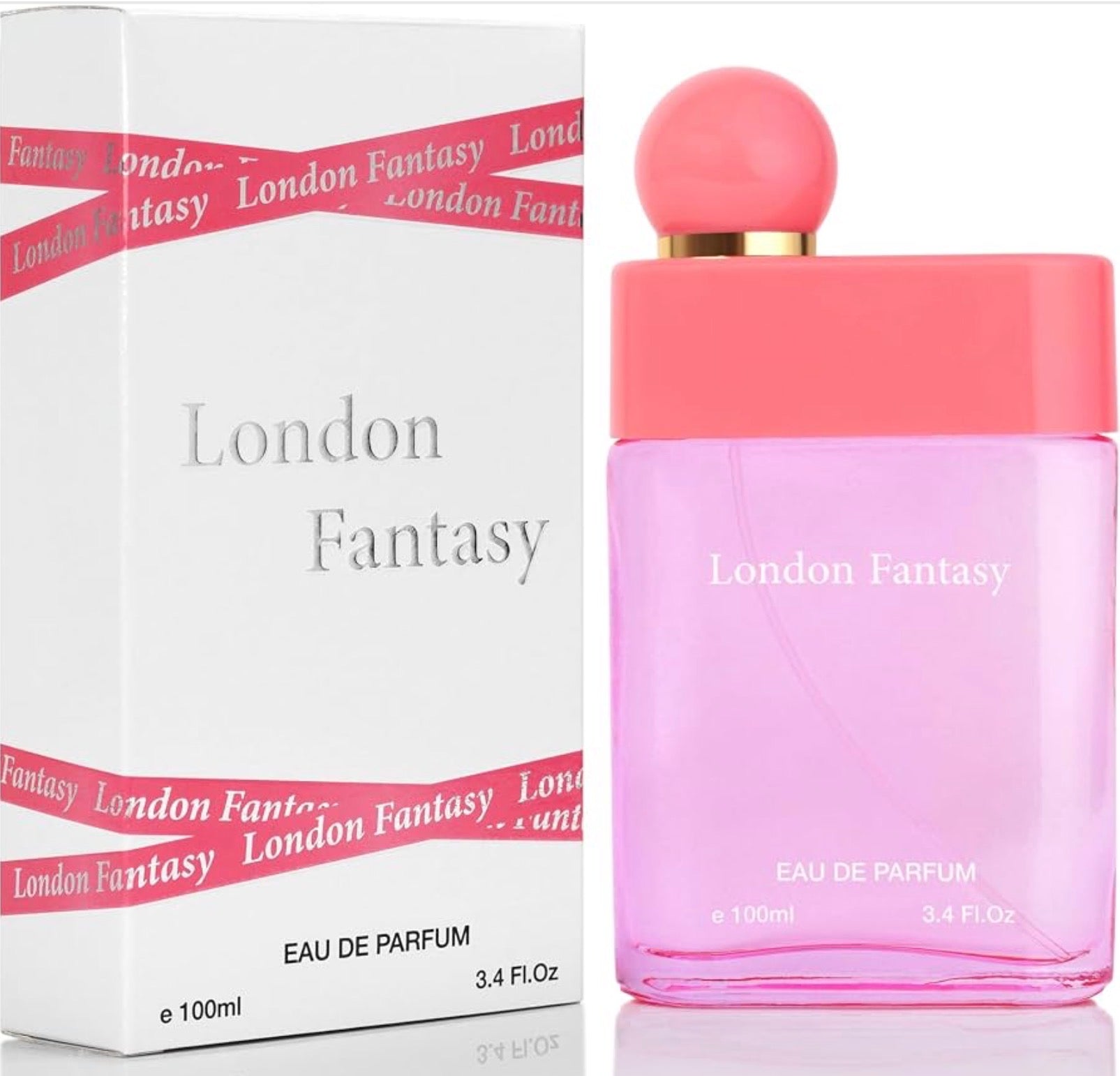 London Fantasy for Women Eau de Parfum 100mL pink bottle and packaging